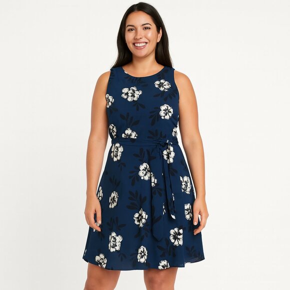 Banana Republic Dresses & Skirts - Banana Republic Blue and White Floral Sleeveless Dress Size 14